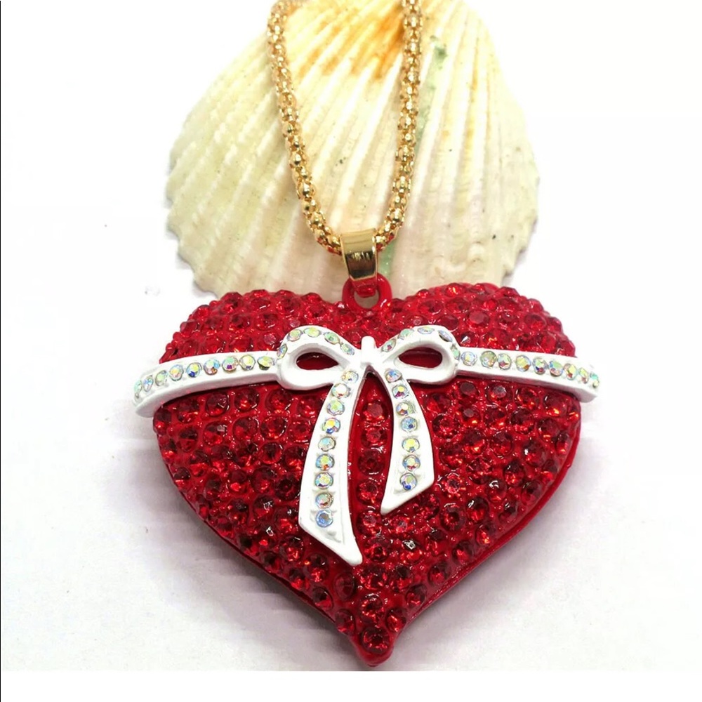 Red Bow Heart ♥️ Necklace